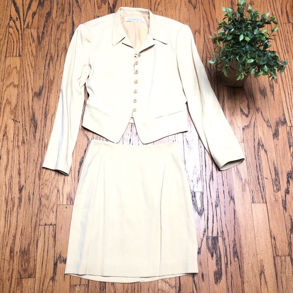 Tahari Cream Women's Two-Piece Skirt Set